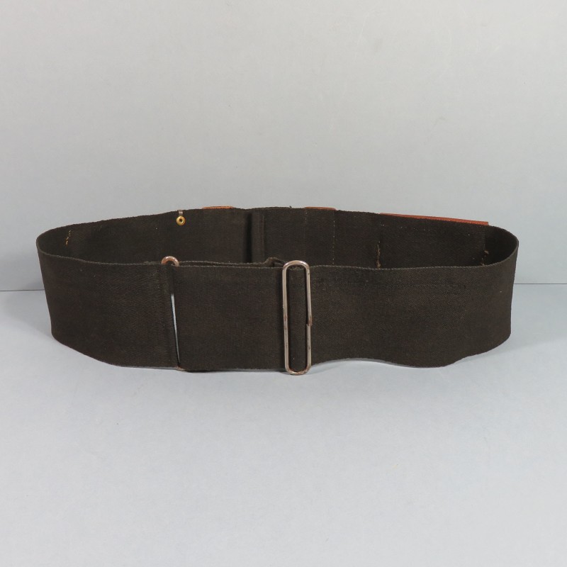 CEINTURE OU CEINTURON PORTE MONNAIES PORTE MONTRE D'OFFICIER EN TISSU ET CUIR STRIE GUERRE 1914 1918 OU 1939 1945